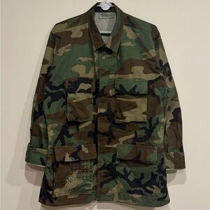 Army shirt with sashiko detail